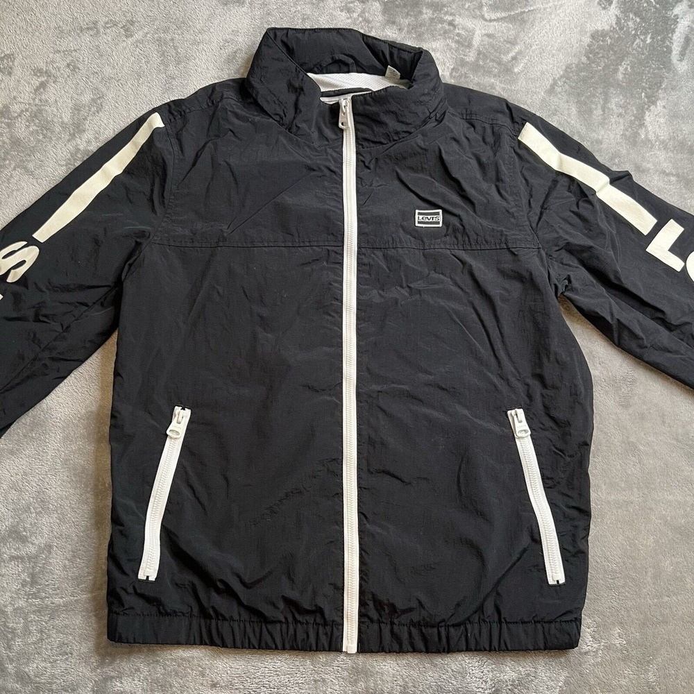 Levi's Strauss & Co Jacket Mens Small Black White Windbreaker Spellout LM9MN221
